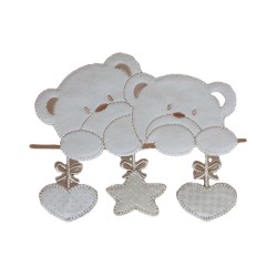 Iron-on Patch - Cream Teddy Bears with Star and Hearts